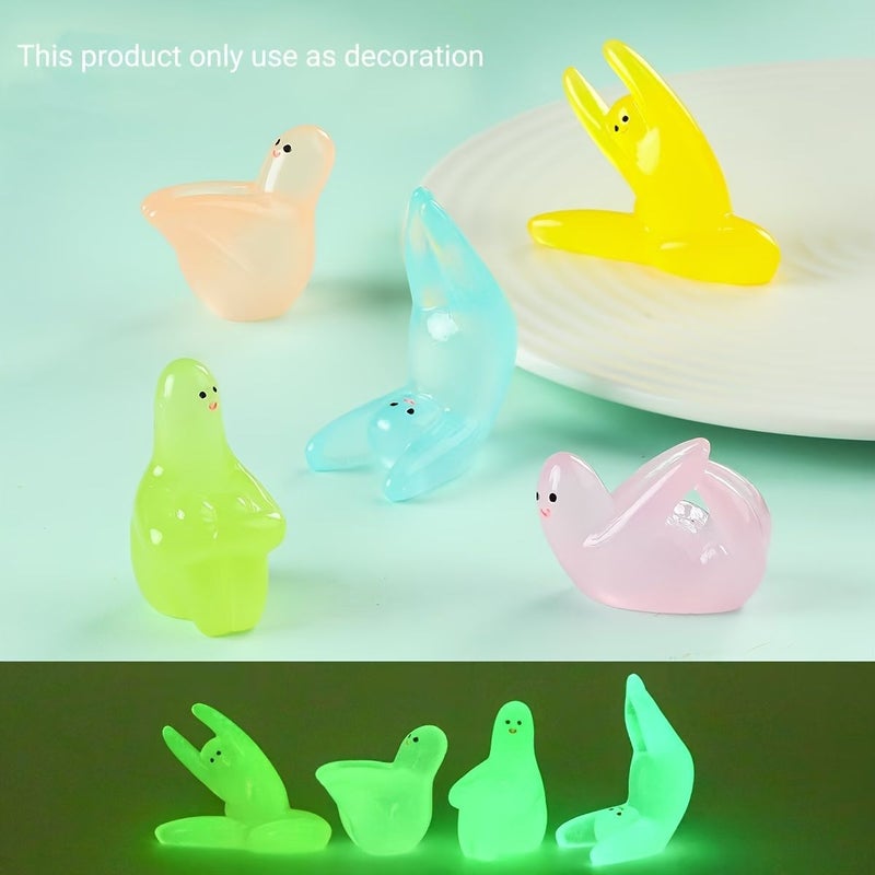 Luminous Yoga Statues 9pcs Adorable Resin Mini Ornaments For Desk Vehicle Craft Green Blue Pink - Image 2