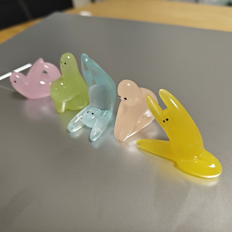 Luminous Yoga Statues 9pcs Adorable Resin Mini Ornaments For Desk Vehicle Craft Green Blue Pink - Image 1