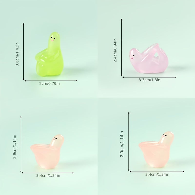 Luminous Yoga Statues 9pcs Adorable Resin Mini Ornaments For Desk Vehicle Craft Green Blue Pink - Image 4