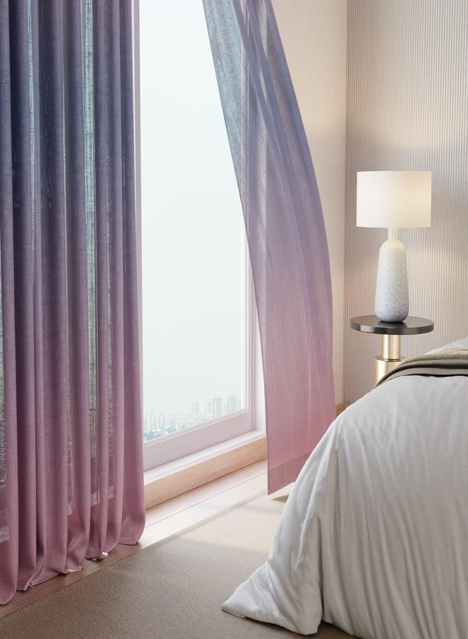 Stoa Paris Sheer Ombre Printed Door Curtain, Aesthetic Curtain with Easy Grommet Installation, Light Filtering, Home Decor, Bedroom, Balcony, Living Room, Set of 1 Parda, Sundowner Affair - Peach - Image 2