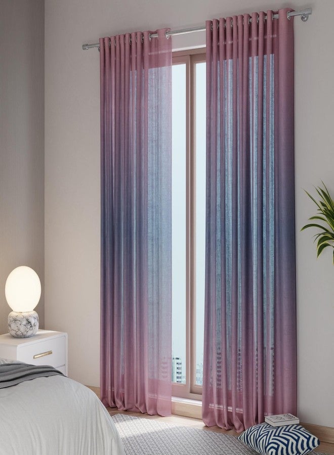 Stoa Paris Sheer Ombre Printed Door Curtain, Aesthetic Curtain with Easy Grommet Installation, Light Filtering, Home Decor, Bedroom, Balcony, Living Room, Set of 1 Parda, Sundowner Affair - Peach - Image 1
