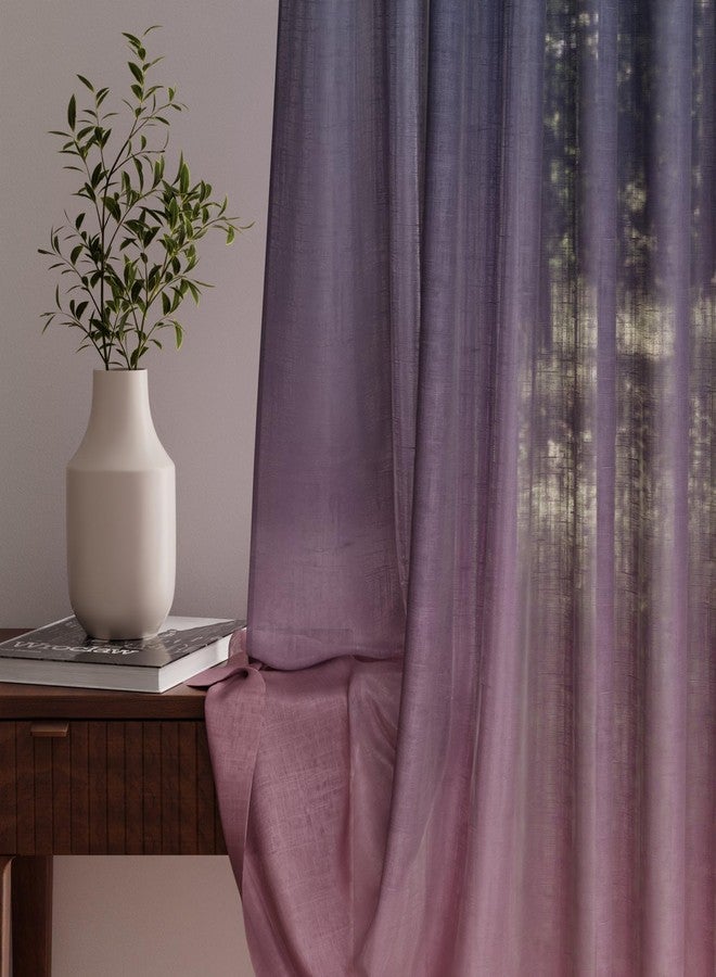 Stoa Paris Sheer Ombre Printed Door Curtain, Aesthetic Curtain with Easy Grommet Installation, Light Filtering, Home Decor, Bedroom, Balcony, Living Room, Set of 1 Parda, Sundowner Affair - Peach - Image 3