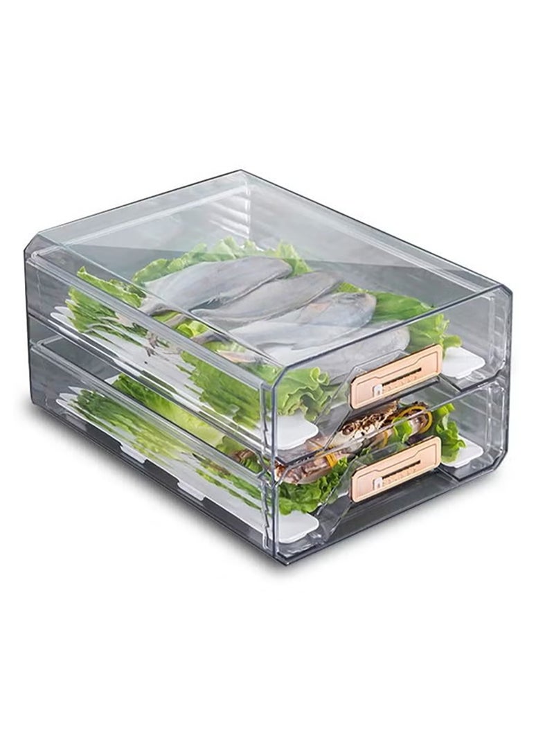 Refrigerator Storage Box, Refrigerator Organizer Bins with Pull-Out Drawer, Fridge Organizers for Drinks, Fruits, Vegetable - Image 1
