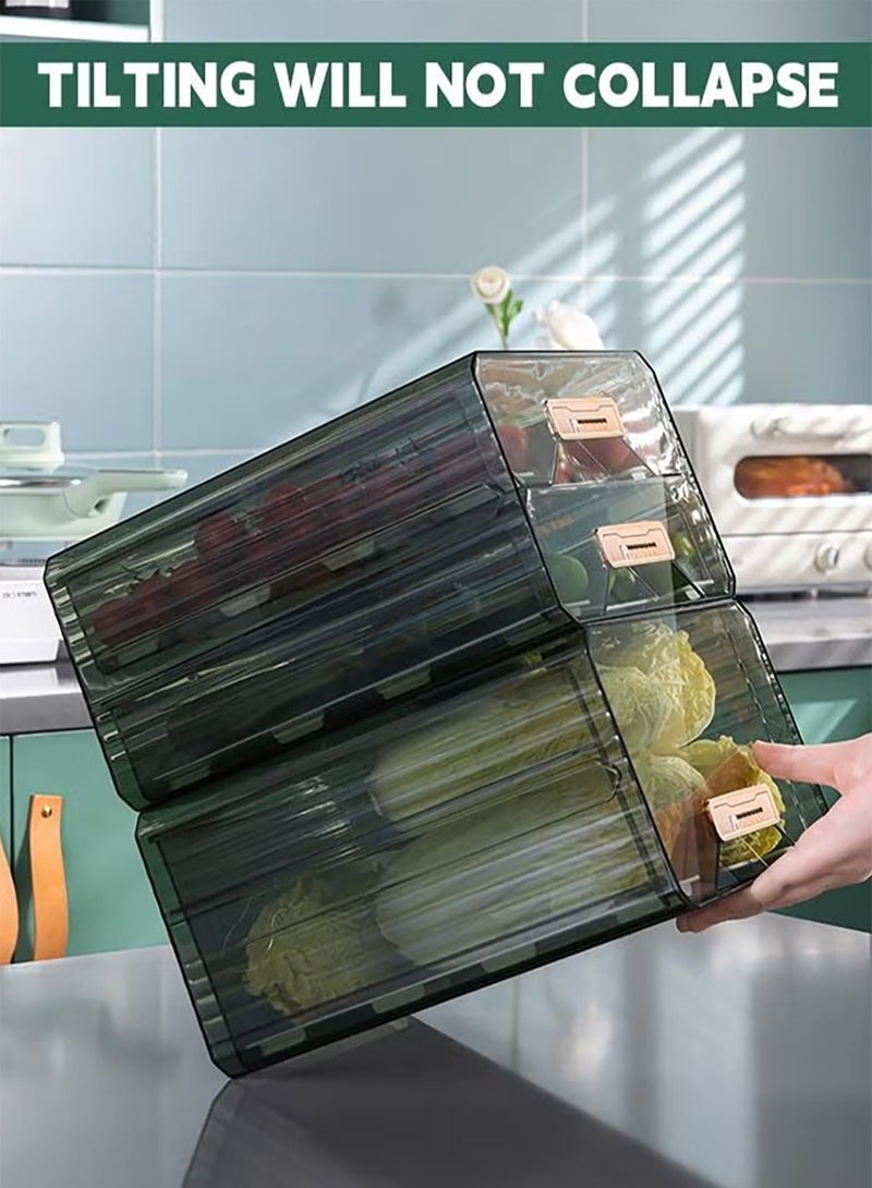 Refrigerator Storage Box, Refrigerator Organizer Bins with Pull-Out Drawer, Fridge Organizers for Drinks, Fruits, Vegetable - Image 4