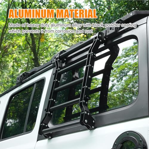 FURYENGRAVER Rear Window Ladder for 2018-2025 Jeep Wrangler JL JLU 2 Door 4 Door Luggage Ladder Rack Multifunctional Flank Kit - Image 3