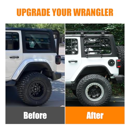 FURYENGRAVER Rear Window Ladder for 2018-2025 Jeep Wrangler JL JLU 2 Door 4 Door Luggage Ladder Rack Multifunctional Flank Kit - Image 2