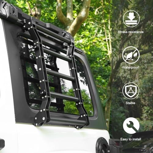 FURYENGRAVER Rear Window Ladder for 2018-2025 Jeep Wrangler JL JLU 2 Door 4 Door Luggage Ladder Rack Multifunctional Flank Kit - Image 5