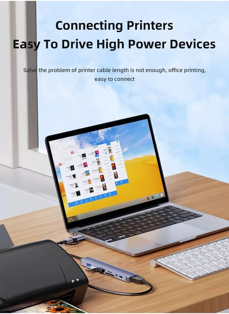 WEETOTUNG USB C+USB Type A Hub Expander  8 in 2 Multiport  Adapter with USB-C Ports USB 3.0 SD / TF Card Reader Compatible with MacBook Pro  Air Laptop iPhone Xiaomi Tablet and Other Type C Splitter