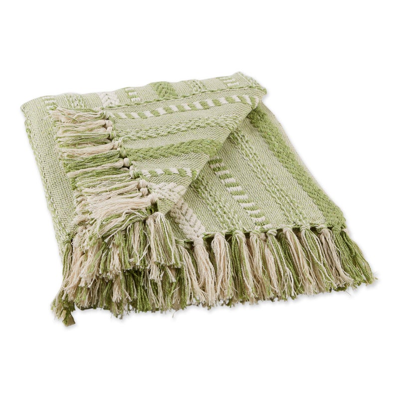DII Braided Striped Decorative Throw Blanket, 50x60, Antique Green - Image 1