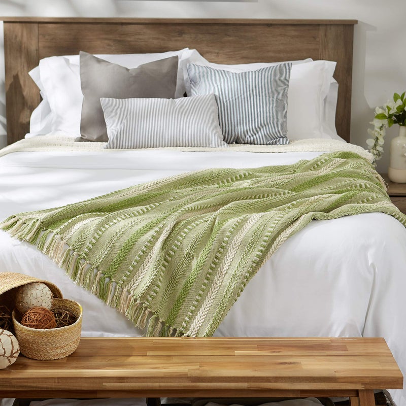 DII Braided Striped Decorative Throw Blanket, 50x60, Antique Green - Image 5