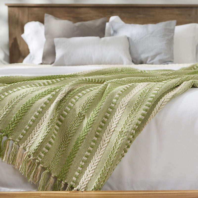DII Braided Striped Decorative Throw Blanket, 50x60, Antique Green - Image 4