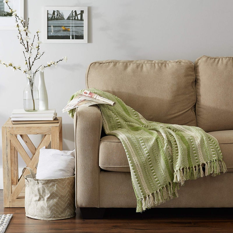 DII Braided Striped Decorative Throw Blanket, 50x60, Antique Green - Image 3