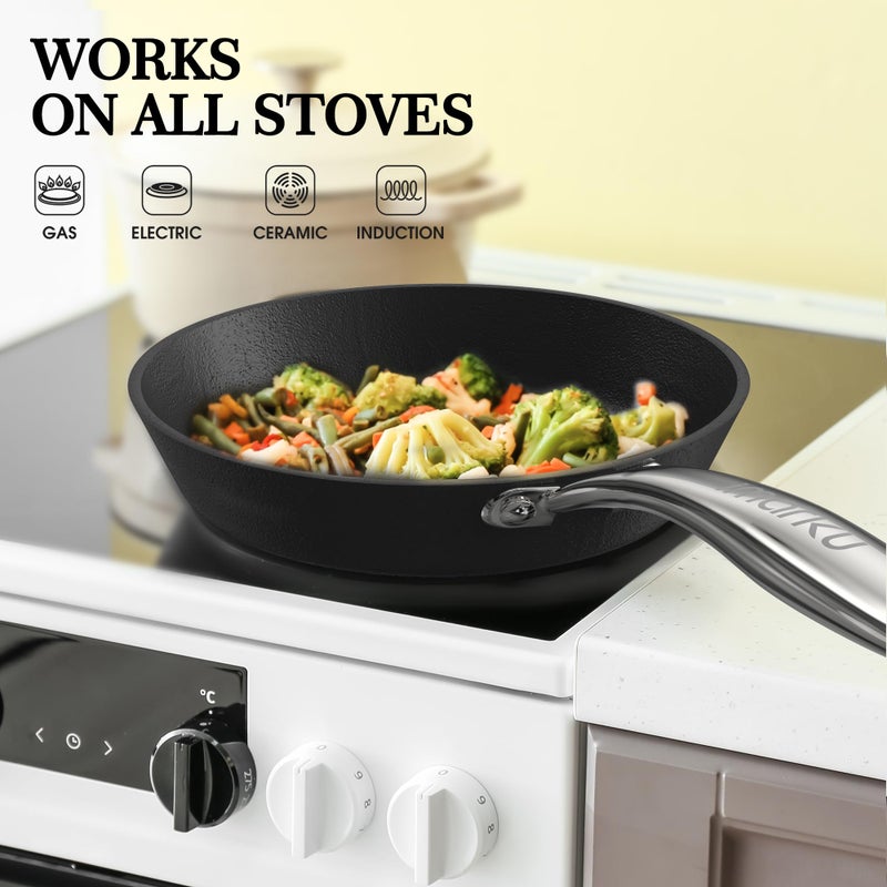 imarku Nonstick Frying Pan Skillets, 3 Pcs Omelette Pan with Stay Cool Handle, Healthy Cooking Frying Pan, Free of PFAS PFOA PTEE, Oven/Dishwasher Safe, Compatible with All Cooktops, Christmas Gift - Image 4