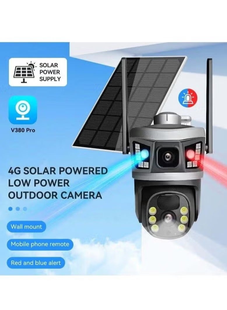 NEW V380 Dual Lens Wireless Solar Camera – 6MP 4G Self-Tracking Outdoor Security Camera with Solar Power, Night Vision, Motion Detection, Waterproof, Ideal for Home, Yard, and Property Surveillance - Image 1
