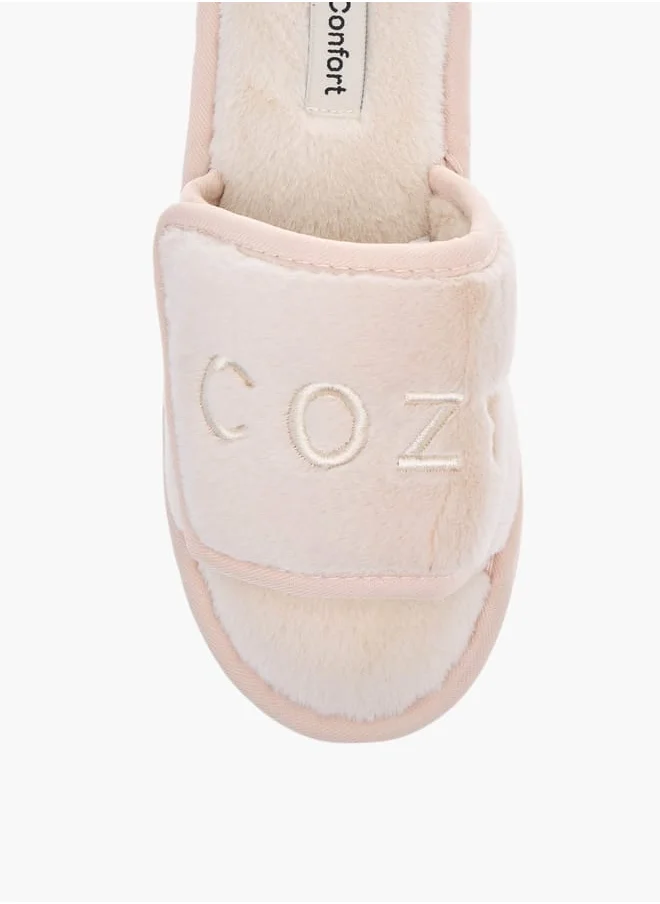 Le Confort Womens Embroidered Slip-On Bedroom Slippers