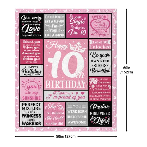 Hocgiwd 10 Year Old Girl Birthday Gifts, Gifts for 10 Year Old Girls,10th Birthday Gift for Girls, 10th Birthday Decorations for Girl Blanket 60x50in - Image 5