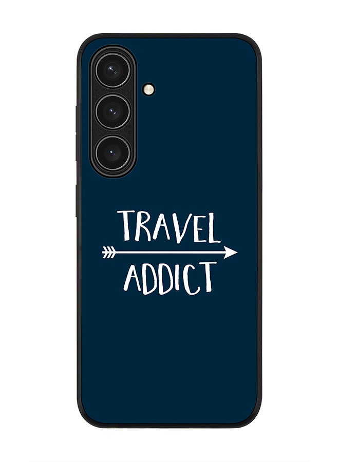 Stylizedd Rugged Black edge case for Samsung Galaxy S24 FE, Slim fit Soft Case Flexible Rubber Edges Anti Drop TPU Gel Thin Cover -  Travel Addict - Image 1