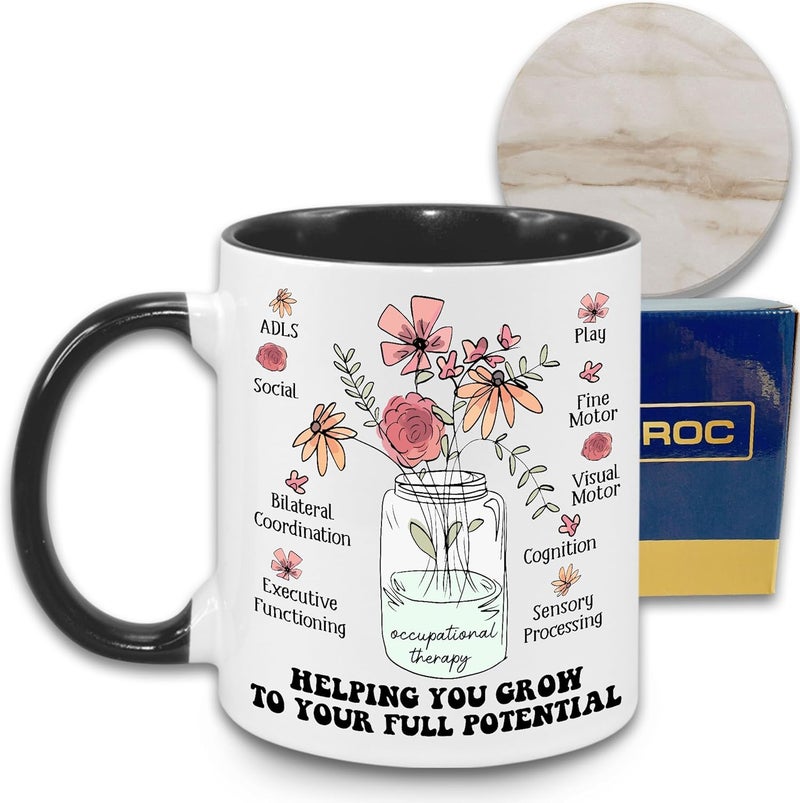 MEDROC Occupational Therapy Gifts Mug  Ceramic 11oz with Coaster Occupational Therapist Appreciation Gifts For Women COTA OT Therapist Assistant Coffee Cup For Office Work Accessories - Image 1