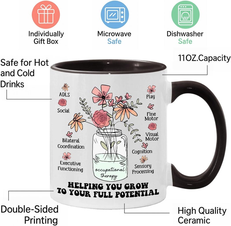 MEDROC Occupational Therapy Gifts Mug  Ceramic 11oz with Coaster Occupational Therapist Appreciation Gifts For Women COTA OT Therapist Assistant Coffee Cup For Office Work Accessories - Image 3