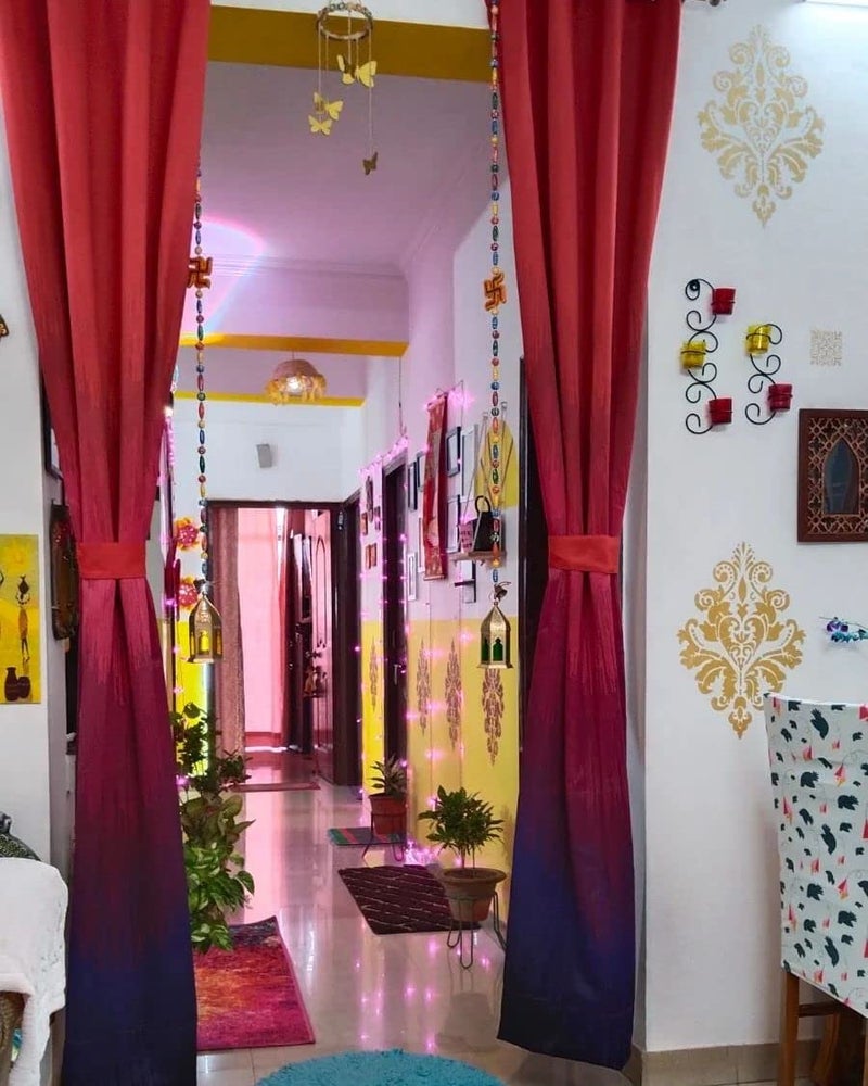 Casableu Kudo 2 Piece Polyester Eyelets (Steel) Blackout Curtains with Tie Back, Bedroom Living Room (Maroon_7 Feet) - Image 2