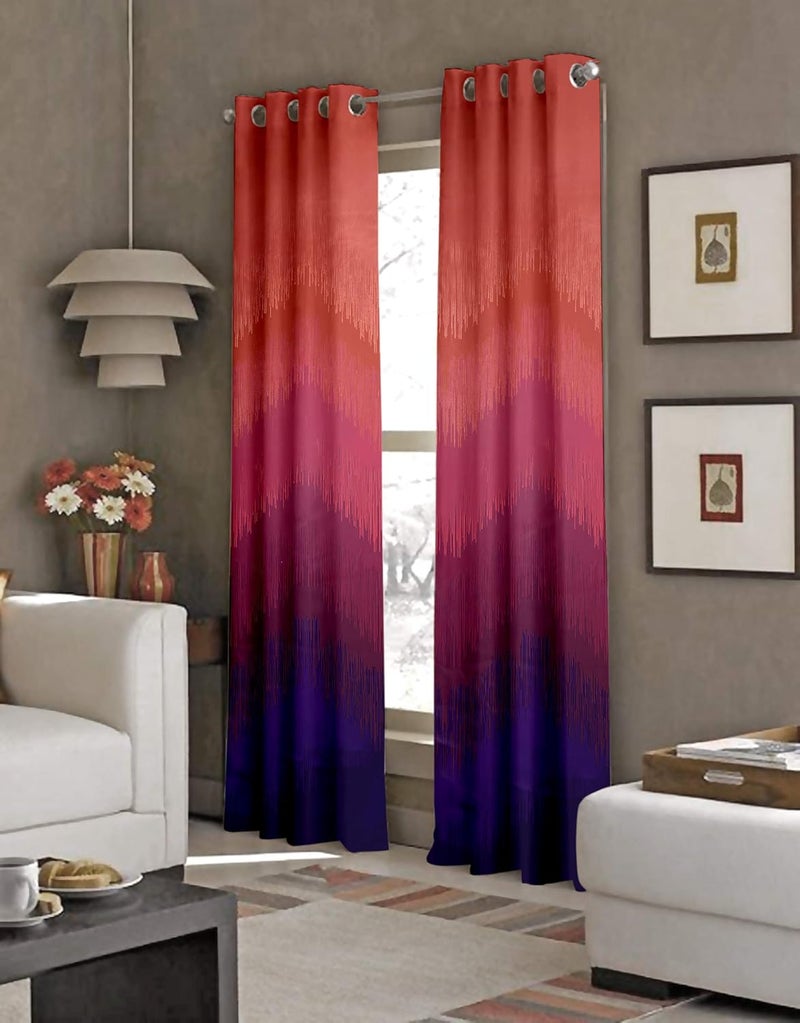 Casableu Kudo 2 Piece Polyester Eyelets (Steel) Blackout Curtains with Tie Back, Bedroom Living Room (Maroon_7 Feet) - Image 1
