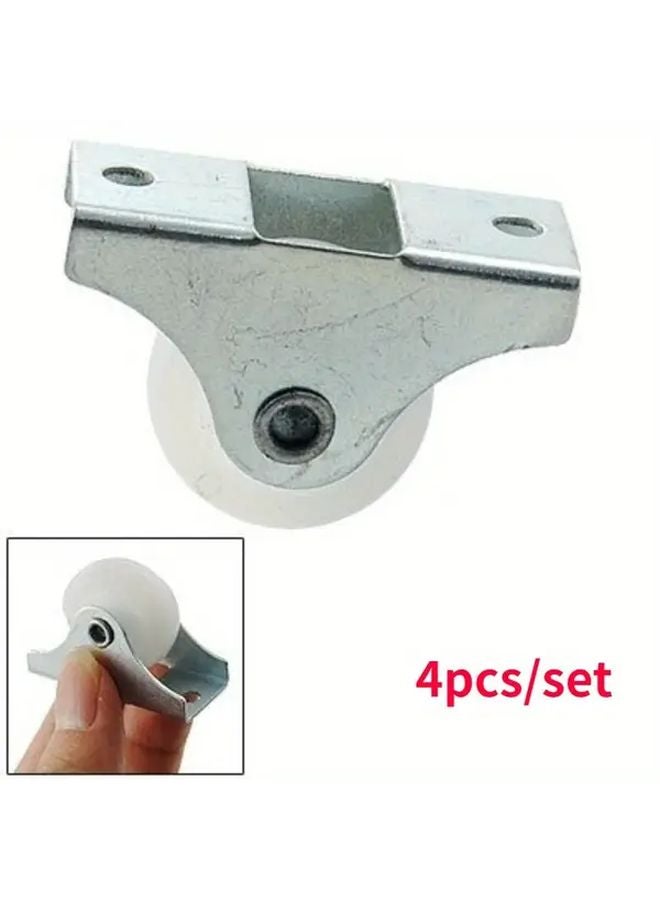 4 قطع عجلات دوارة متينة قياس 1 بوصة بعجلات مطاطية بيضاء مع 4 فرامل تثبيت للعربات والكراسي والمعدات - Image 4