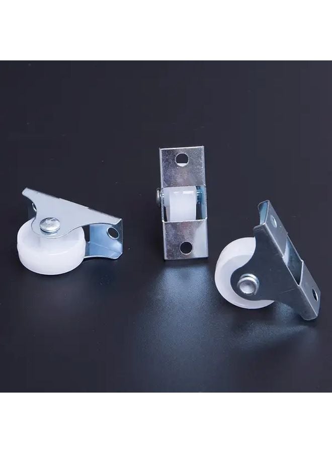 4 قطع عجلات دوارة متينة قياس 1 بوصة بعجلات مطاطية بيضاء مع 4 فرامل تثبيت للعربات والكراسي والمعدات - Image 5