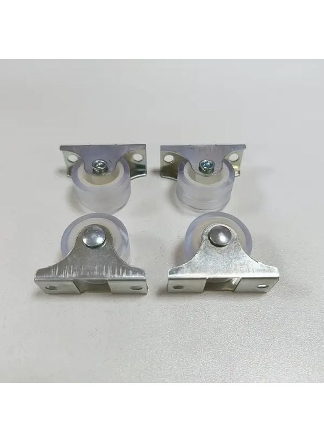 4 قطع عجلات دوارة متينة قياس 1 بوصة بعجلات مطاطية بيضاء مع 4 فرامل تثبيت للعربات والكراسي والمعدات - Image 1