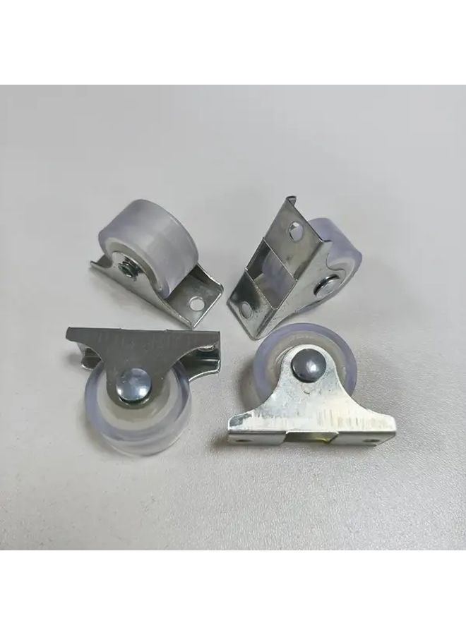 4 قطع عجلات دوارة متينة قياس 1 بوصة بعجلات مطاطية بيضاء مع 4 فرامل تثبيت للعربات والكراسي والمعدات - Image 2