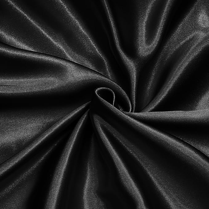 Filloxy Plain Silky Shine Satin Fabric Material for Fashion Design Stitching Multiple Use Includes Dress, Pillow Cover, Designer Cloths, Home Decor Material - 44" Hight (Black, 2 Meter) - Image 1