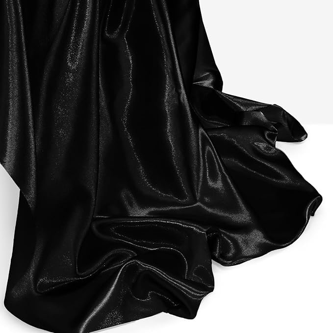 Filloxy Plain Silky Shine Satin Fabric Material for Fashion Design Stitching Multiple Use Includes Dress, Pillow Cover, Designer Cloths, Home Decor Material - 44" Hight (Black, 2 Meter) - Image 2