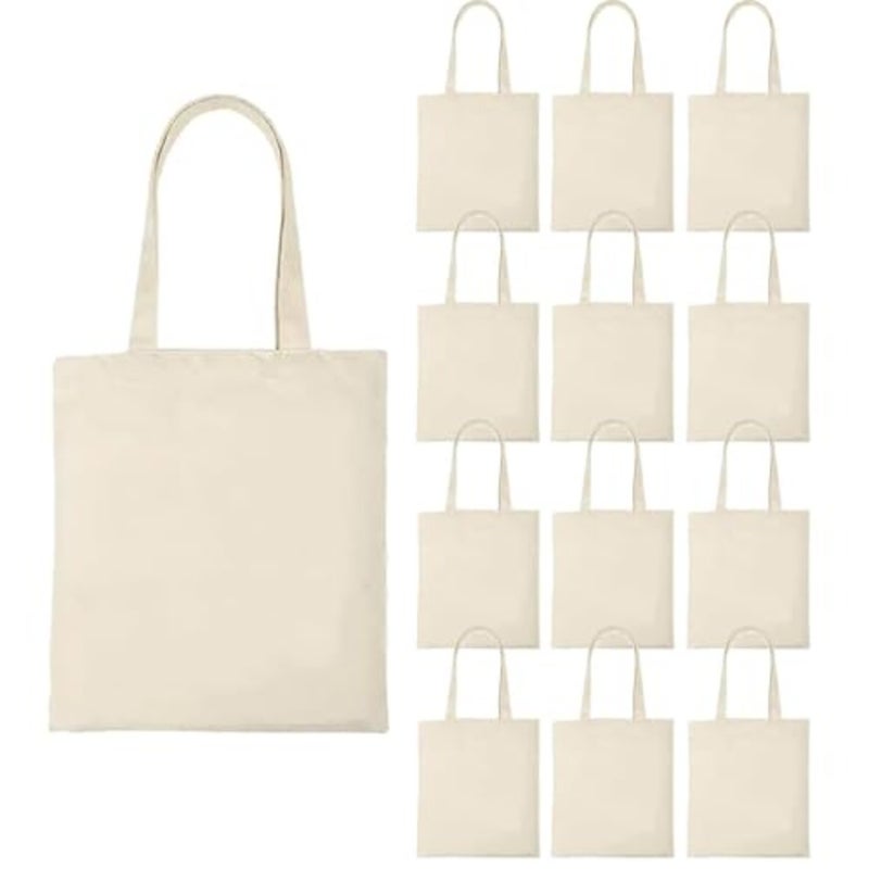 U HOOME 12 Pack Canvas Tote Bag, Lightweight Blank Bulk Cloth bags, Cloth Cotton Totes Bag for Shopping, Reusable Grocery Shopping Cloth Bags, Suitable for DIY, Advertising, Promotion, Gift - Image 1