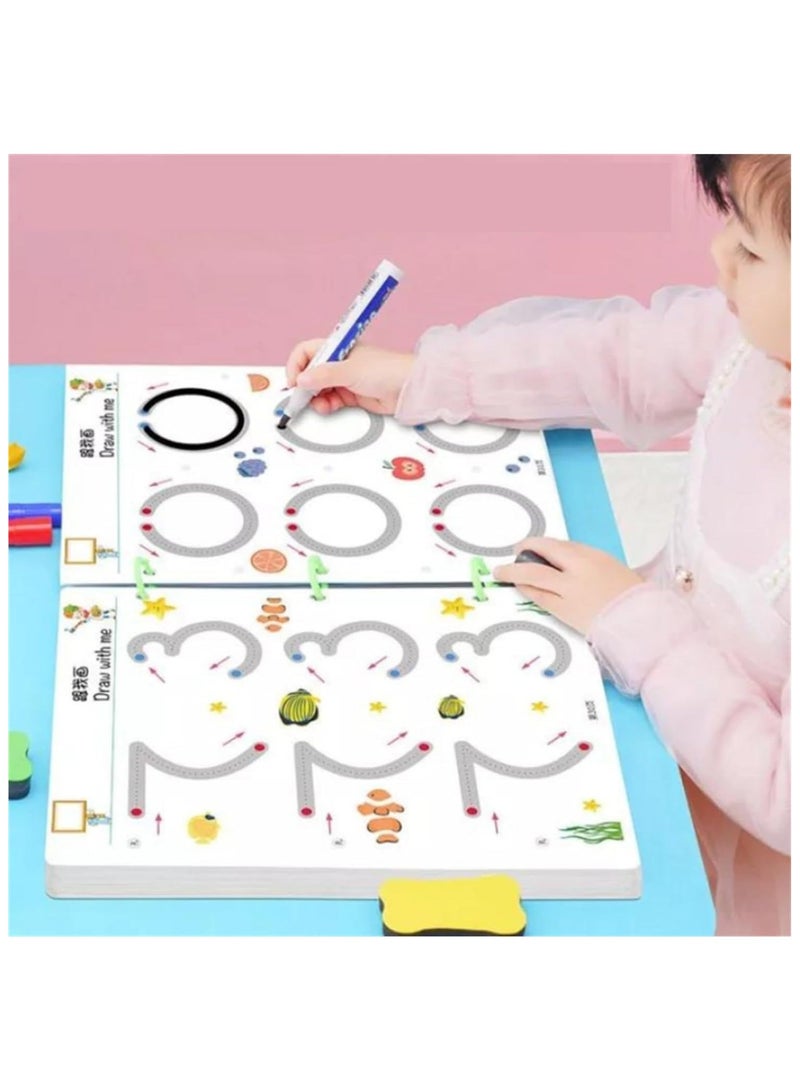 دفتر تمارين "سكريبل سمارت"، مجموعة دفاتر تمارين التتبع السحري، عقول فضولية صغيرة، دفتر تمارين "سكريبل سمارت" لتنمية مهارات العقول الشابة، ورق تتبع للتعليم المبكر للرسم (مزيج، ٤ قطع) - Image 3