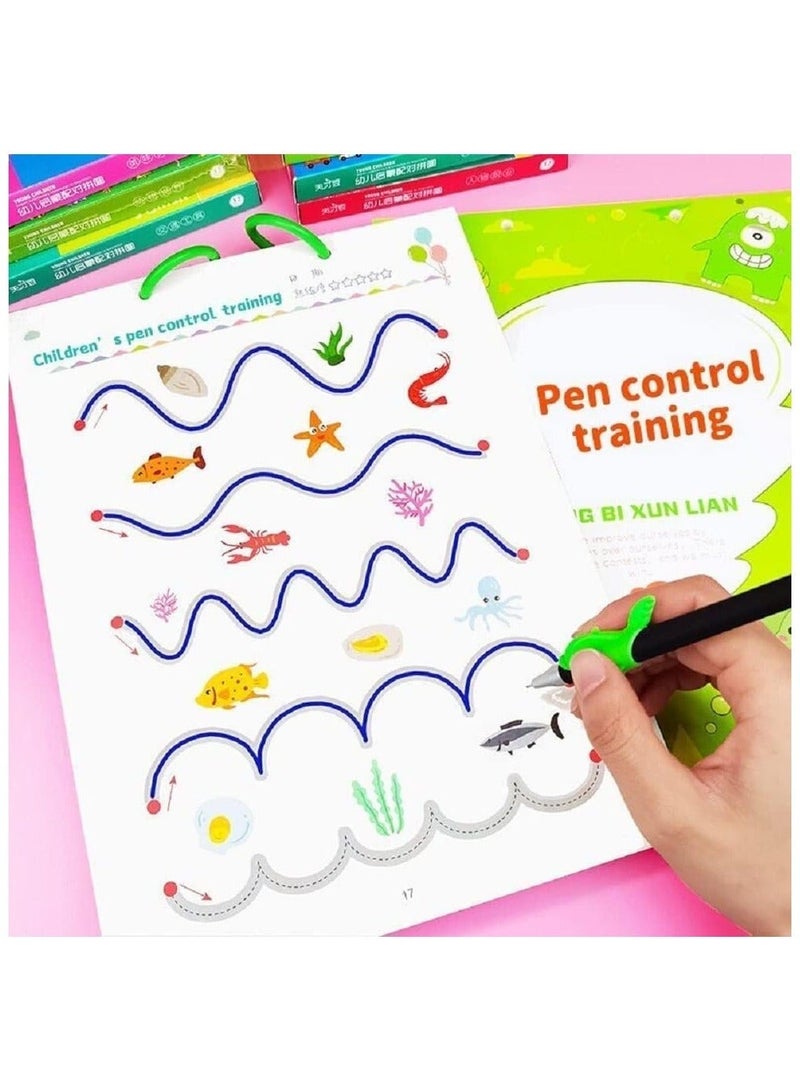 دفتر تمارين "سكريبل سمارت"، مجموعة دفاتر تمارين التتبع السحري، عقول فضولية صغيرة، دفتر تمارين "سكريبل سمارت" لتنمية مهارات العقول الشابة، ورق تتبع للتعليم المبكر للرسم (مزيج، ٤ قطع) - Image 2