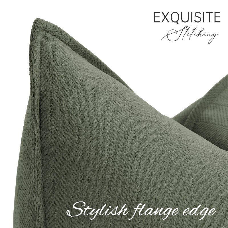 ZWJD Army Green Pillow Covers 24x24Set of 2 Chenille Throw Pillow Covers with Elegant Design Soft and Luxurious Decorative Pillows for Couch, Bed, Home Decor - Image 2