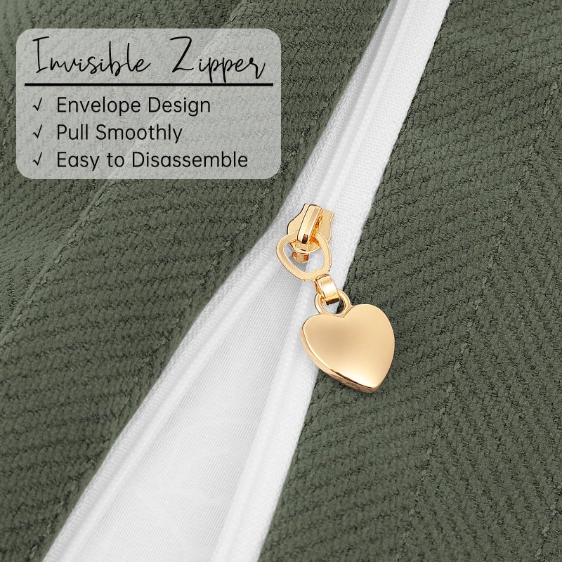 ZWJD Army Green Pillow Covers 24x24Set of 2 Chenille Throw Pillow Covers with Elegant Design Soft and Luxurious Decorative Pillows for Couch, Bed, Home Decor - Image 3