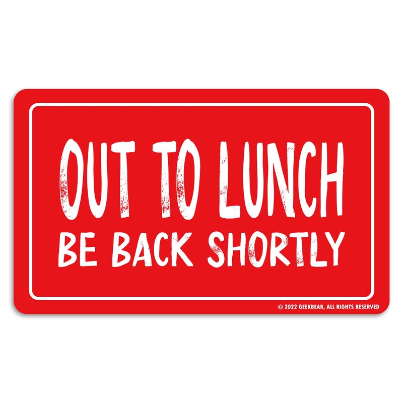 GEEKBEAR Out to Lunch Sign (Red) - Unique, Premium Acrylic Design with Rope, Visible and Durable, Perfect for Business, Retail, Office and Home - Image 1
