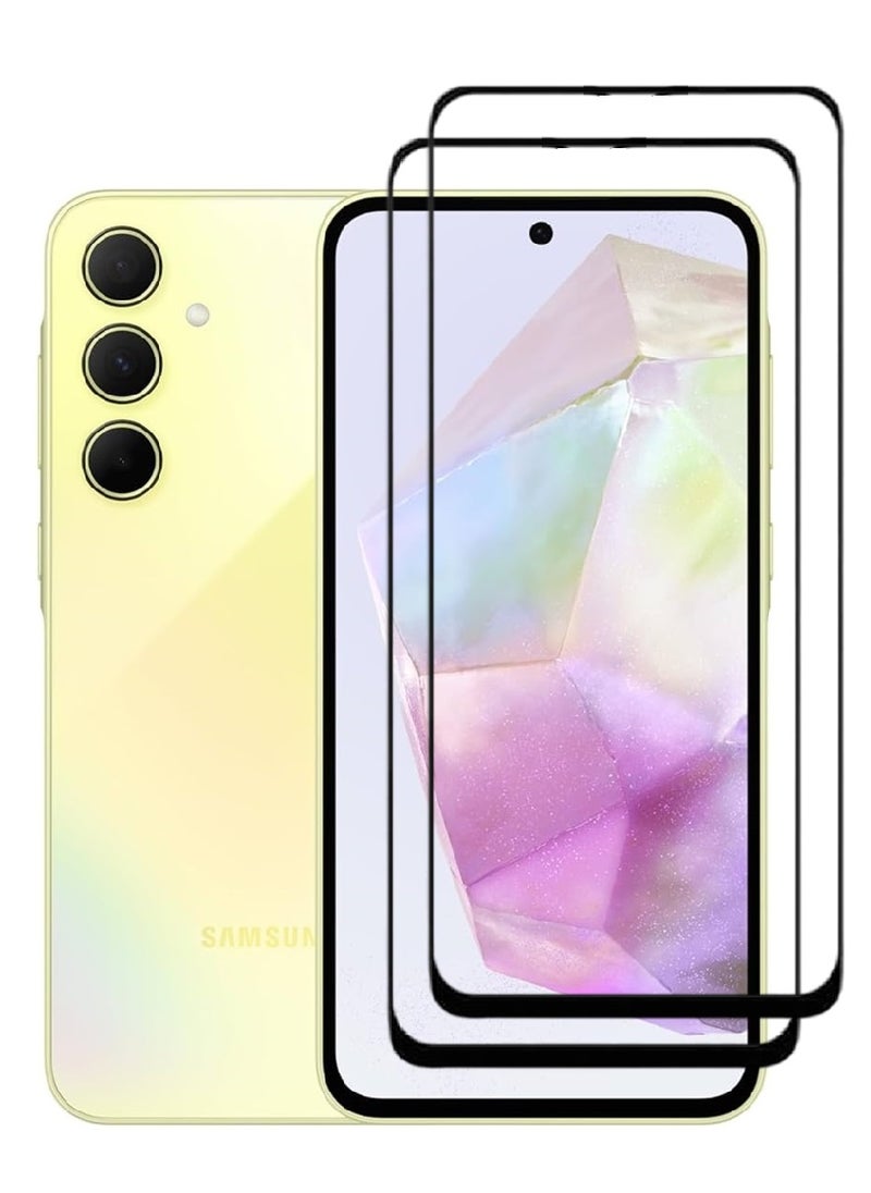 AINA 2 Pieces Tempered Glass Screen Protector 5D Designed For Samsung Galaxy A35 Full Glue Edge to Edge Full Screen Coverage And Bubble Free - Image 1