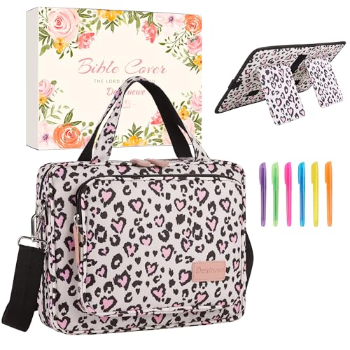 DERSTUEWE Stylish Premium Bible Cover Case for Women – Durable, Fashionable, and Secure Bible Protector with Leopard Print – Perfect Bible Carrying Case for Church, Travel, and Daily Use - Image 1