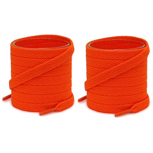 Lify 2 Pair Polyester Flat Shoe Laces for Athletic, Running - 5/16 Wide Shoelaces for Sneakers Shoes Boot Strings (120CM (47.25-Inch), Orange) - Image 1