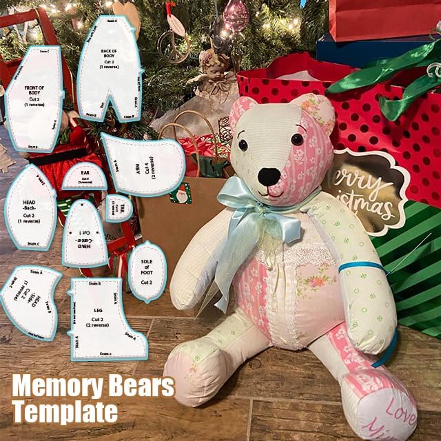 shumeishop Memory Bear Template Ruler Set with Instructions - Sewing Pattern Template Acrylic Quilting Template Cutting Set, Memory Bear Sewing Patterns Template Home Sewing Art Craft for Gift 10pcs - Image 3