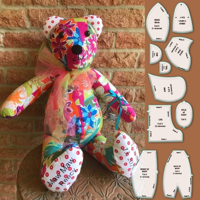 shumeishop Memory Bear Template Ruler Set with Instructions - Sewing Pattern Template Acrylic Quilting Template Cutting Set, Memory Bear Sewing Patterns Template Home Sewing Art Craft for Gift 10pcs - Image 2