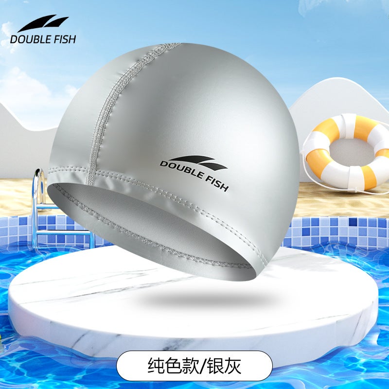 Generic Comfortable Professional Large Swim Cap Silver Gray [waterproof coating]]