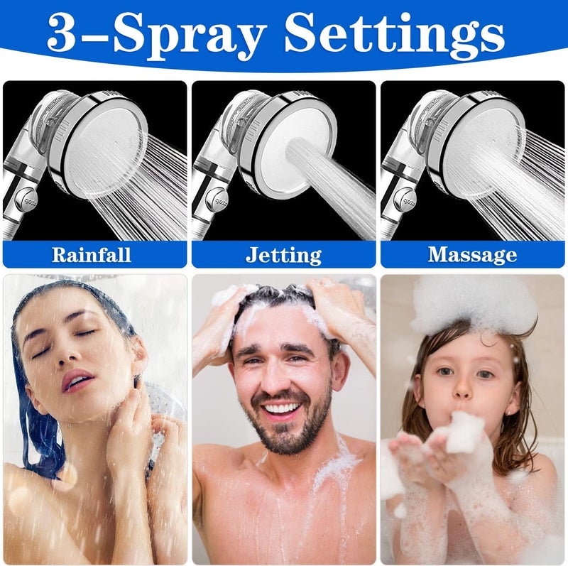 PUJANE High Pressure Shower Head with Negative Ionic Balls to Soften Hard Water and Help Reduces Hair Loss, Large Rainfall SPA Water Saving, Filtered Hand Held Shower Head Remove Chlorine - Image 4