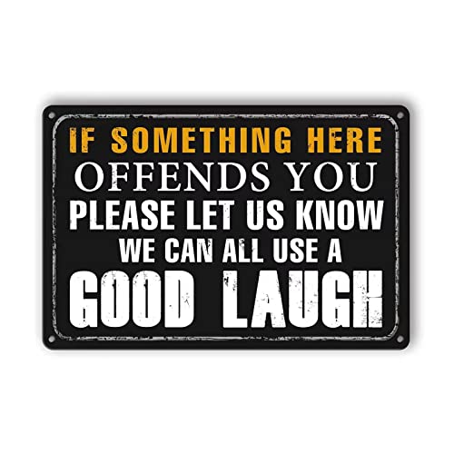 Liukliut Funny Bar Sign Vintage Metal Tin Signs Man Cave Decor Bar Signs For Home Bar Garage Accessories For Men If Something Here Offends You Please Let Us Know We Can All Use A Good Laugh Sign Kitchen Signs - Image 1