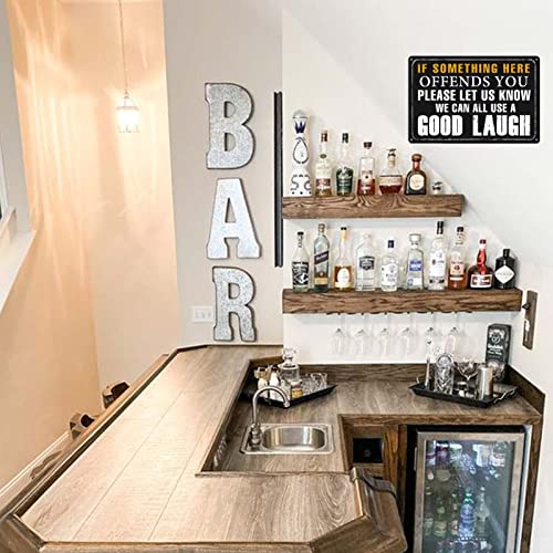 Liukliut Funny Bar Sign Vintage Metal Tin Signs Man Cave Decor Bar Signs For Home Bar Garage Accessories For Men If Something Here Offends You Please Let Us Know We Can All Use A Good Laugh Sign Kitchen Signs - Image 3