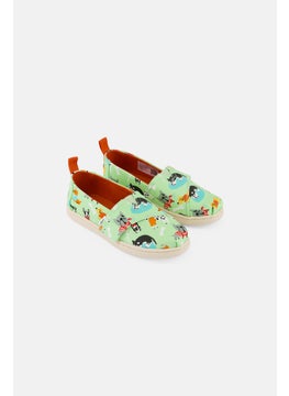 TOMS Toddlers Boy Dogs Print Velcro Casual Shoes, Lime Green  - Image 1