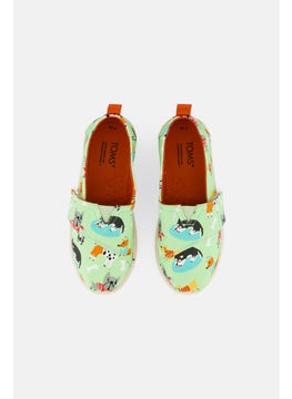 TOMS Toddlers Boy Dogs Print Velcro Casual Shoes, Lime Green  - Image 3
