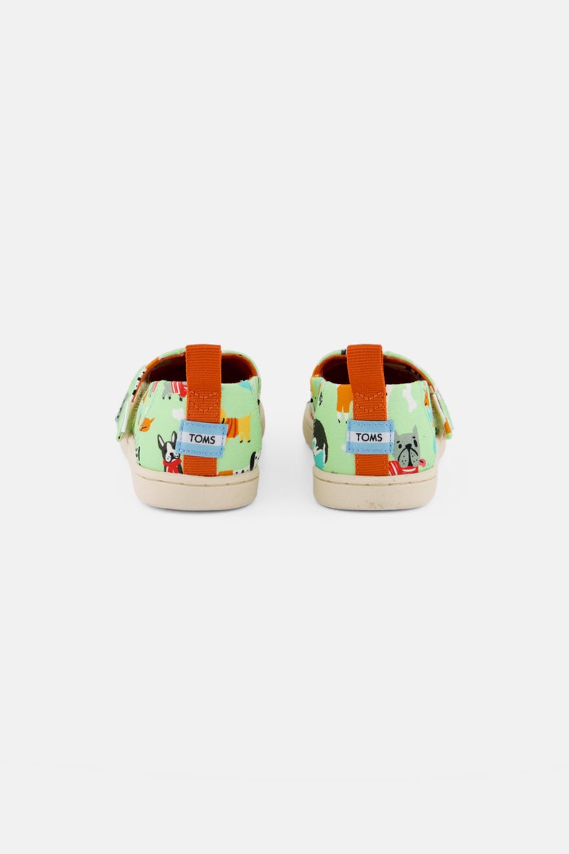 TOMS Toddlers Boy Dogs Print Velcro Casual Shoes, Lime Green - Image 4