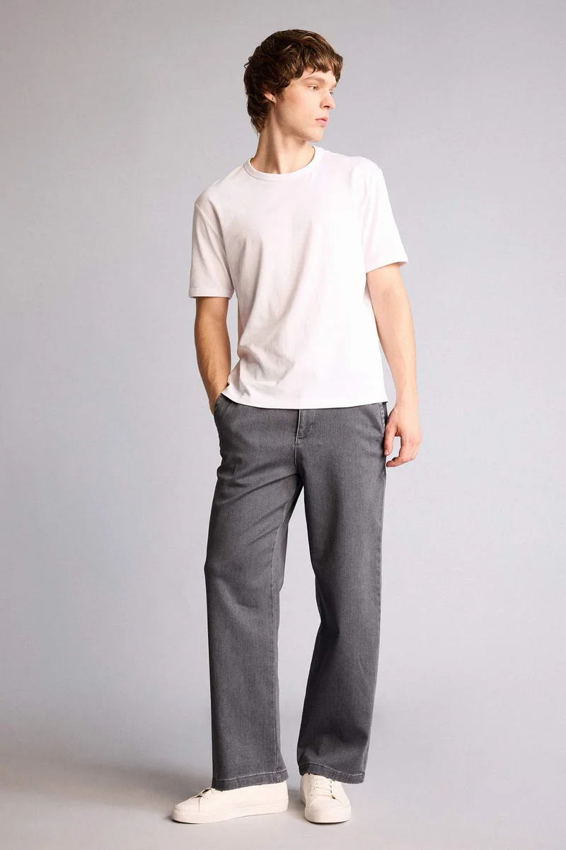 Soft Textured Wide Leg Jeans